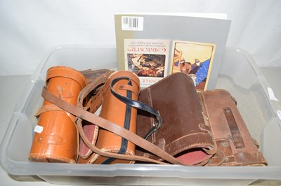 Lot 582 - Assorted binoculars cases and book on Munnings