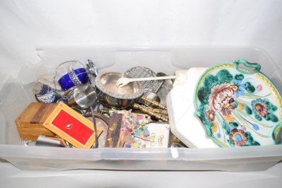 Lot 607 - Box of assorted white metal wares, ceramics...