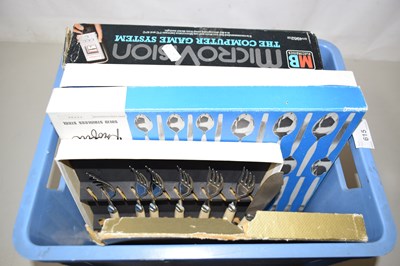 Lot 615 - Microvision game system, box of flat ware