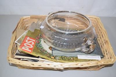 Lot 618 - Silver rimmed glass fruit bowl together with a...