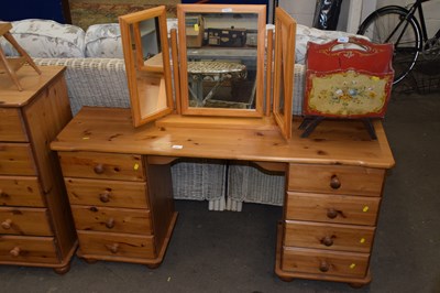 Lot 847 - Pine twin pedestal dressing table