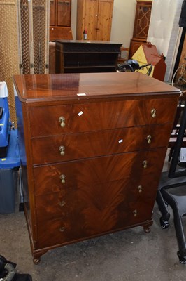 Lot 865 - Mahogany veneered five drawer bedroom chest