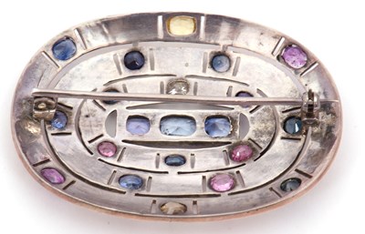 Lot 41 - A multi-colour sapphire brooch, set with blue,...