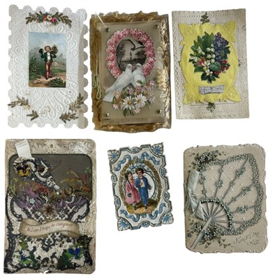 Lot 1159 - Victorian decoupage favours/postcards