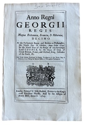 Lot 981 - 18th Century Parliamentary Act: An Act for...