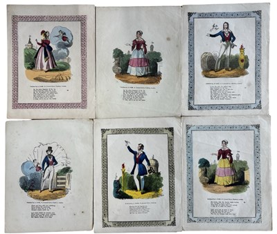 Lot 938 - Hand coloured pictorial plates with love...