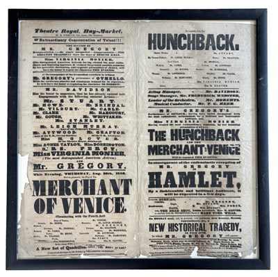 Lot 1139 - THEATRE ROYAL, HAY-MARKET FRAMED PLAYBILLS:...