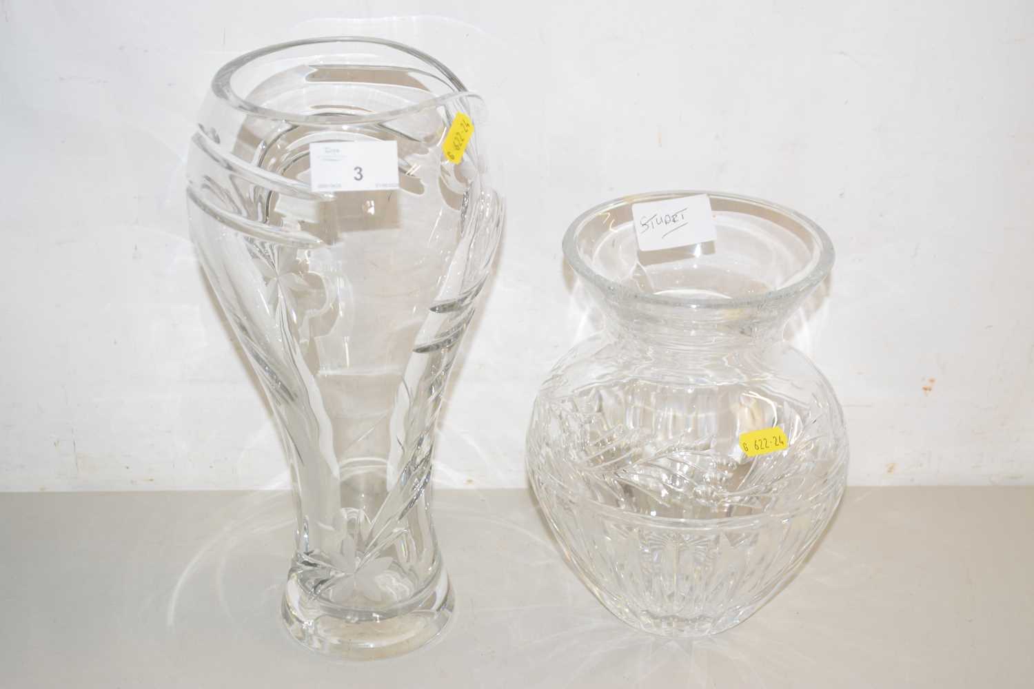 Lot 3 - A Stuart Crystal squat cut glass vase and one...