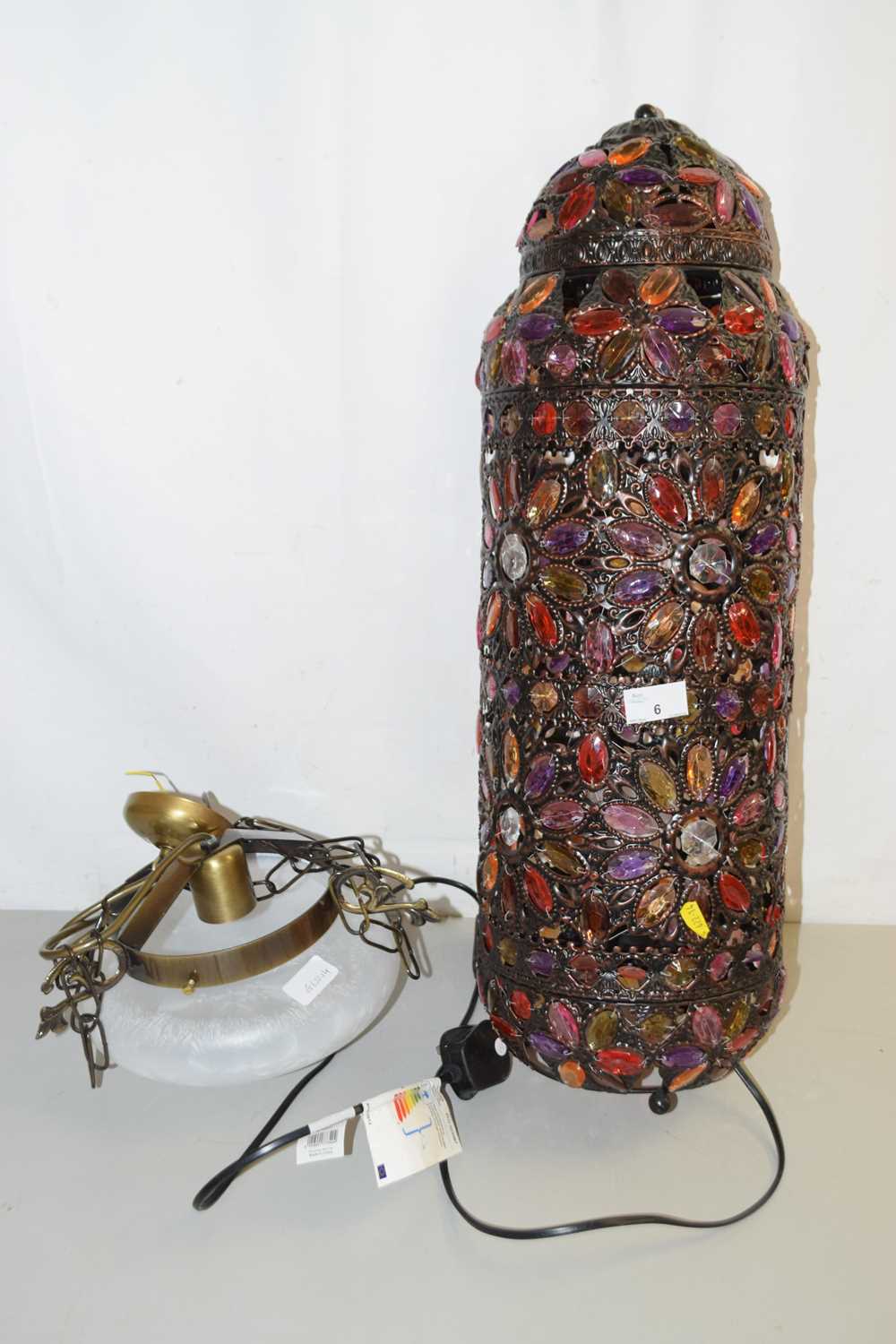 Lot 6 - Mixed Lot: A large crystal glass mounted metal...