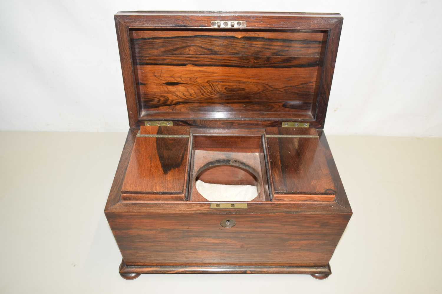 Lot 43 - A Georgian rosewood tea caddy with fitted...