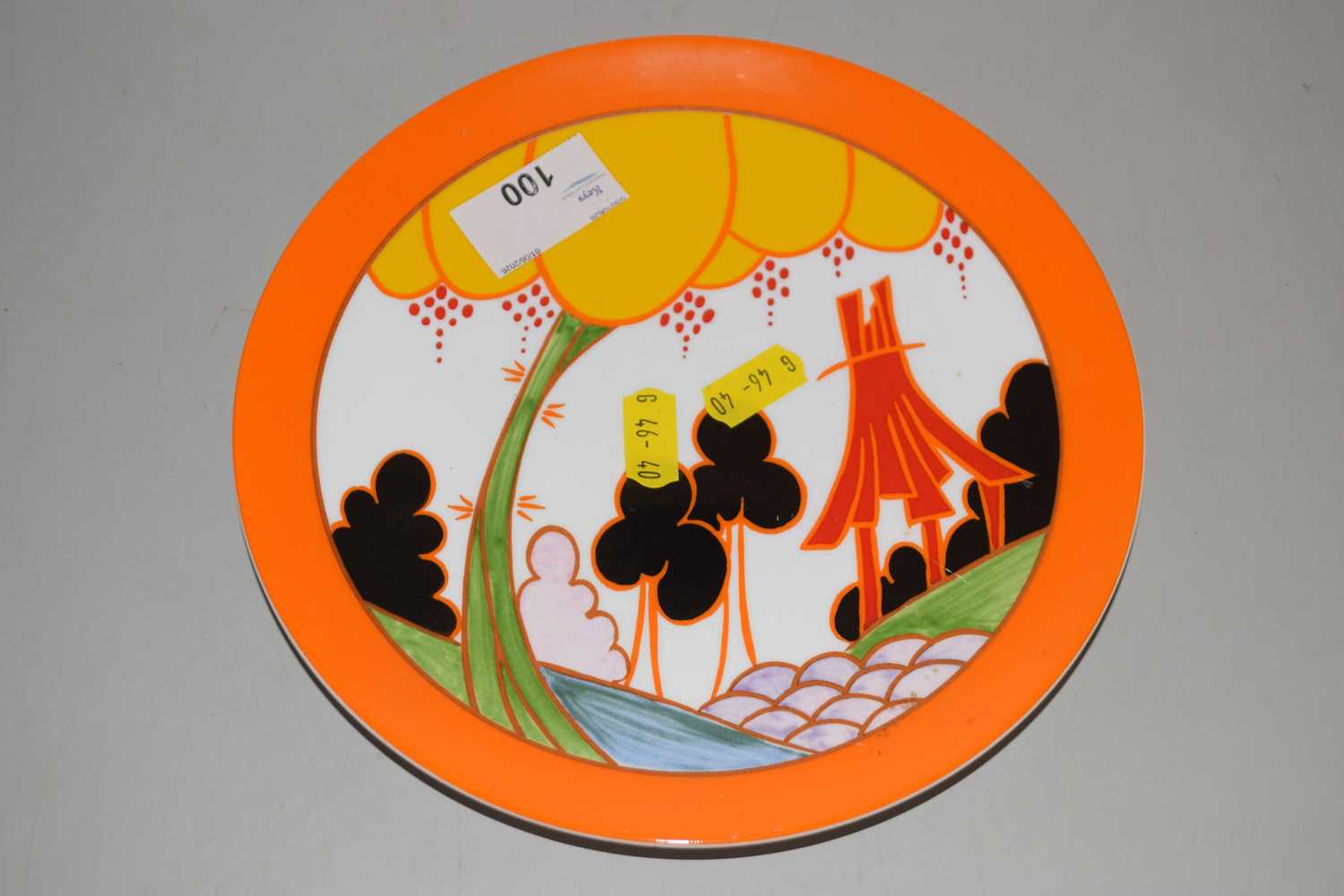 Lot 100 - Reproduction Clarice Cliff plate
