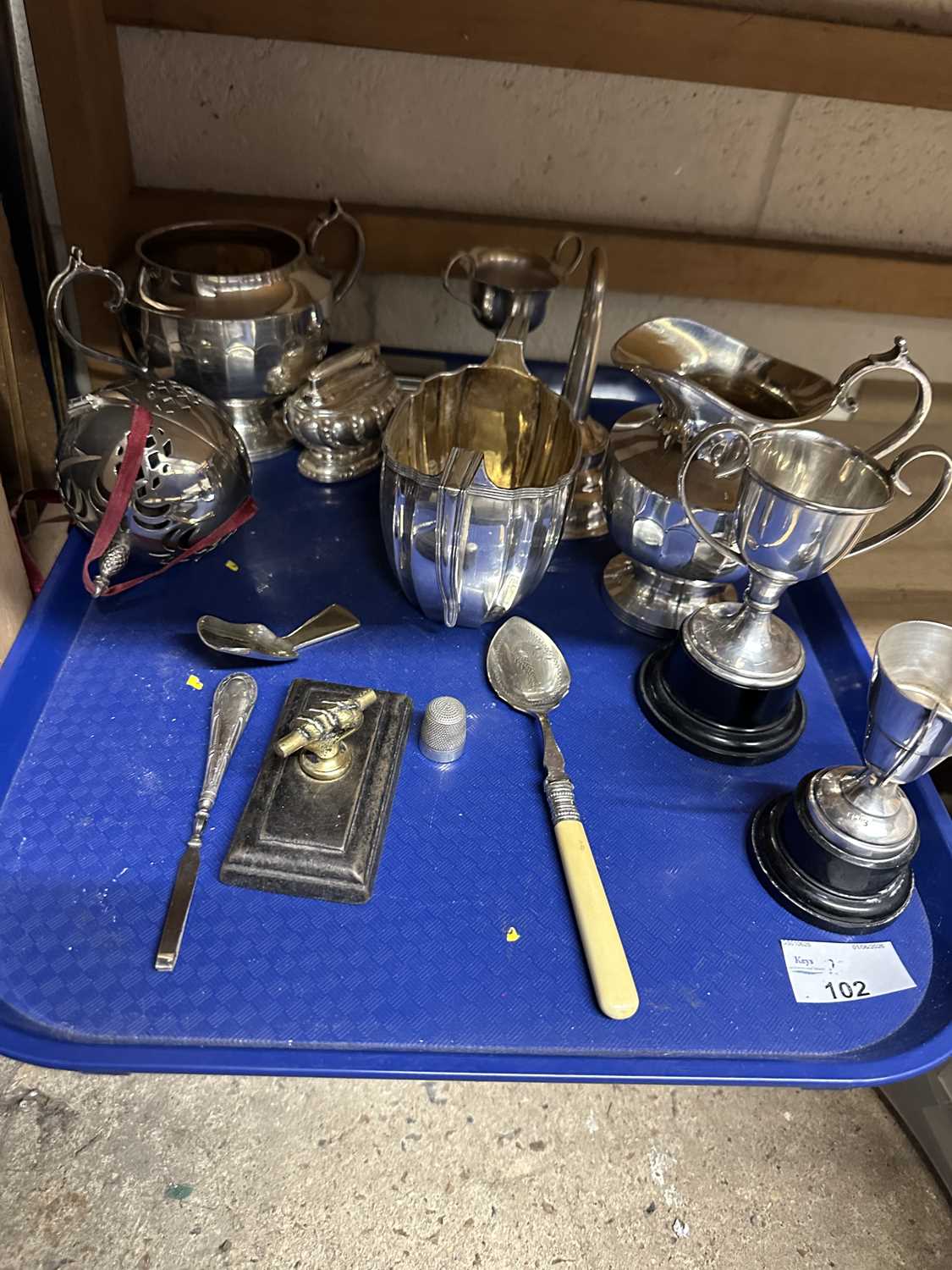 Lot 102 - Mixed Lot: Various silver plated tea wares and...