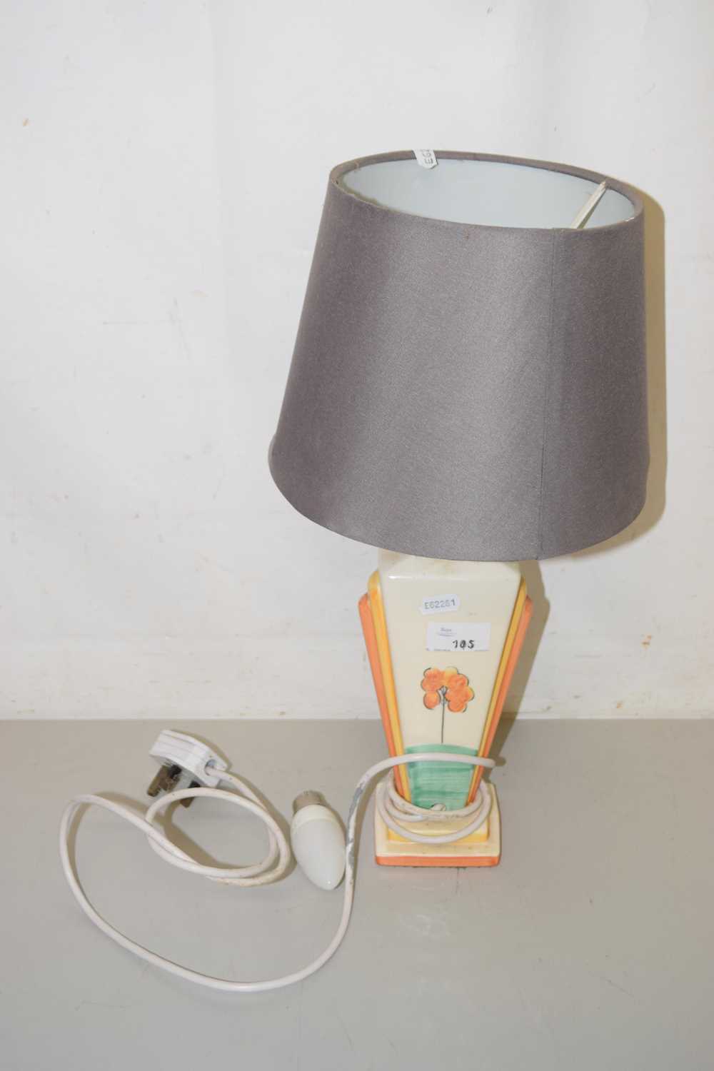 Lot 105 - A reproduction Clarice Cliff table lamp from...