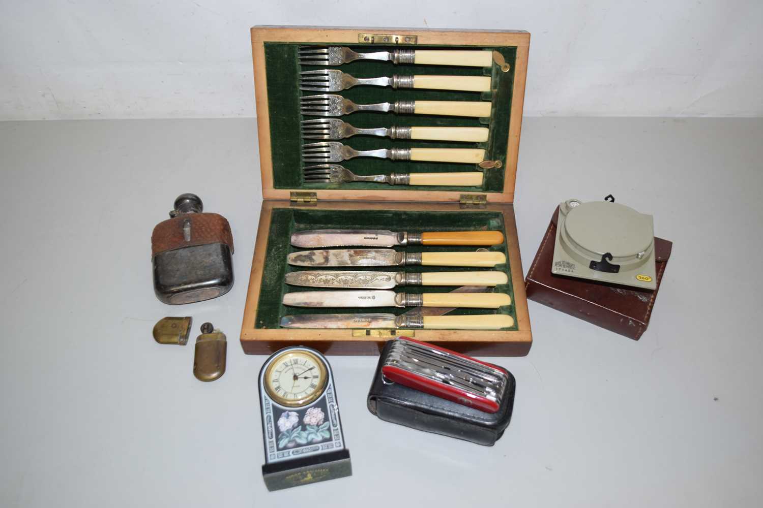 Lot 108 - Mixed Lot: A Breithaupt compass, case of...