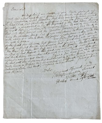 Lot 1116 - INDIA. Letter 1786. Lord Cornwallis. 1pp pen...