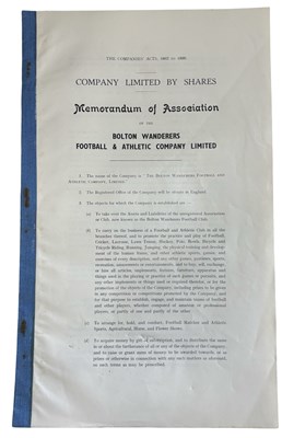 Lot 951 - BOLTON WANDERERS. Memorandum and Articles of...