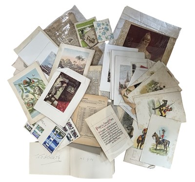 Lot 891 - ONE BOX OF EPHEMERA. Various items, artwork,...