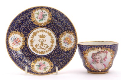 Lot 165 - Sevres Style Jewelled Cup and Saucer the cup...