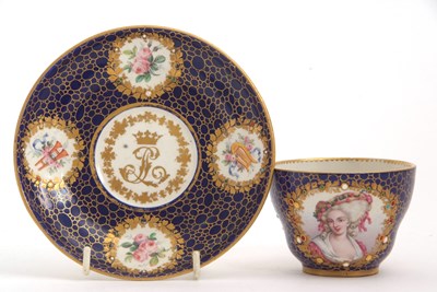 Lot 165 - Sevres Style Jewelled Cup and Saucer the cup...