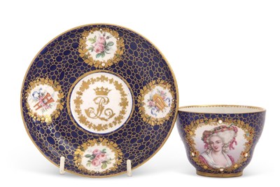 Lot 165 - Sevres Style Jewelled Cup and Saucer the cup...