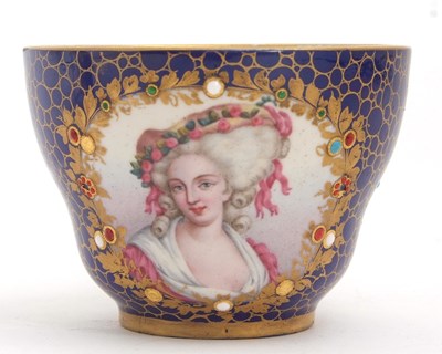 Lot 165 - Sevres Style Jewelled Cup and Saucer the cup...