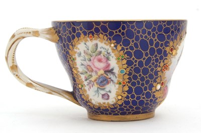 Lot 165 - Sevres Style Jewelled Cup and Saucer the cup...