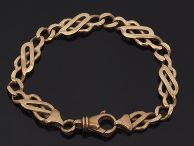 Lot 434 - A 9ct gold bracelet, the fancy link bracelet,...