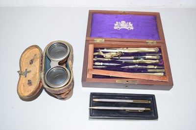 Lot 83 - A cased technical drawing set, cased pens and...