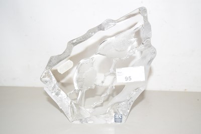Lot 94 - Mats Jonasson clear glass plaque decorated...