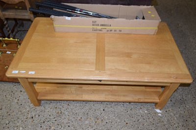 Lot 328 - A 20th Century oak rectangular coffee table,...