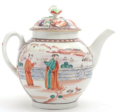 Lot 173 - A large 18th Century Worcester teapot or punch...