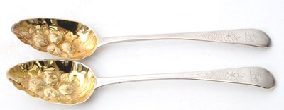 Lot 61 - A pair of George IV  silver berry spoons,...