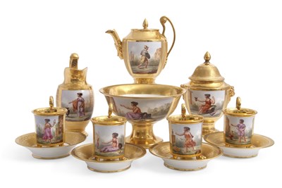 Lot 198 - A 19th Century Paris porcelain part coffee set...