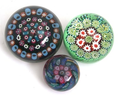 Lot 2 - Group of Three Millefiori Paperweights...