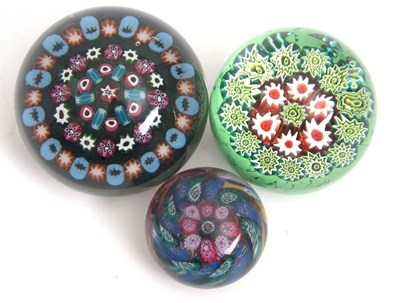 Lot 2 - Group of Three Millefiori Paperweights...