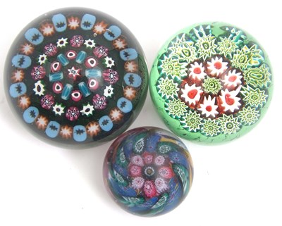 Lot 2 - Group of Three Millefiori Paperweights...