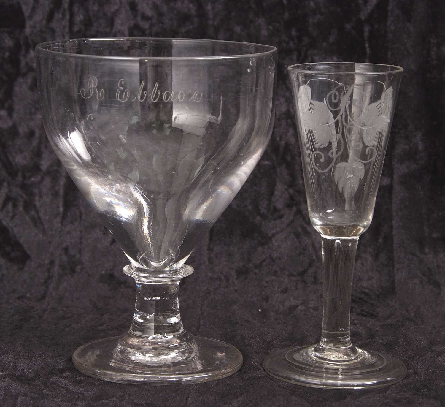 Lot 3 - English Cordial or Ale Glass engraved with...