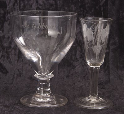 Lot 3 - English Cordial or Ale Glass engraved with...