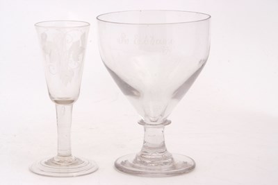 Lot 3 - English Cordial or Ale Glass engraved with...