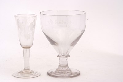 Lot 3 - English Cordial or Ale Glass engraved with...