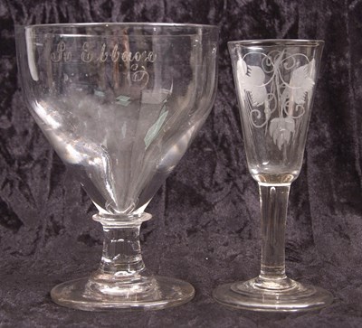 Lot 3 - English Cordial or Ale Glass engraved with...