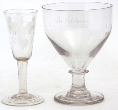 Lot 3 - English Cordial or Ale Glass engraved with...