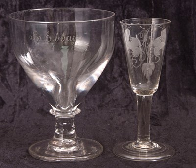 Lot 3 - English Cordial or Ale Glass engraved with...