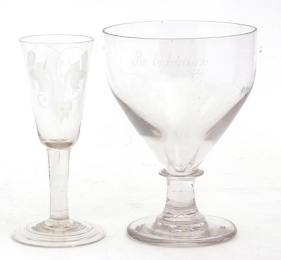 Lot 3 - English Cordial or Ale Glass engraved with...