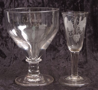 Lot 3 - English Cordial or Ale Glass engraved with...