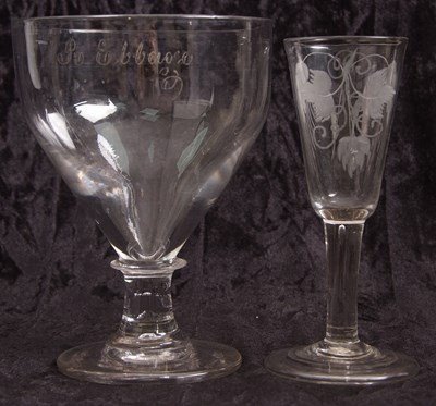 Lot 3 - English Cordial or Ale Glass engraved with...