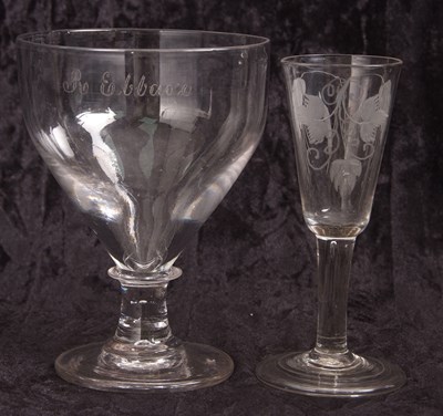 Lot 3 - English Cordial or Ale Glass engraved with...