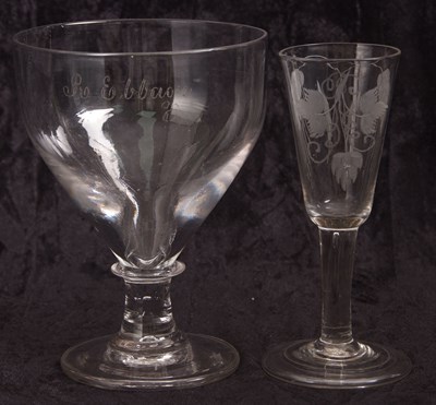 Lot 3 - English Cordial or Ale Glass engraved with...