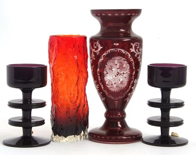 Lot 5 - Group of Coloured Glass Wares; Tajima Ruby...