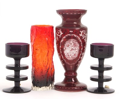Lot 5 - Group of Coloured Glass Wares; Tajima Ruby...